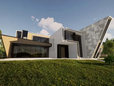 Futuristic villa exterior 3D model