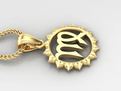 Sun Virgo Light Gold Pendant Version 7 3D print model