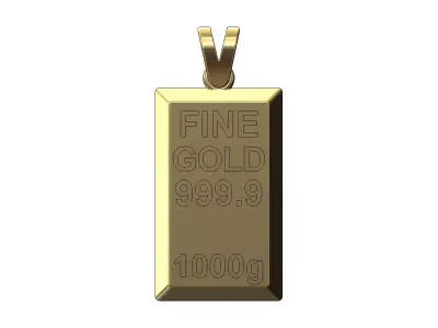 Gold bar with engravings pendant charm 3D print model