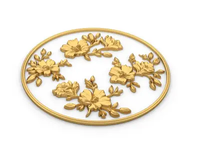 decor set wall panel flowers relief  CNC 10 3D print model
