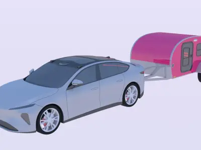 Nio ET7 with caravan 3D model