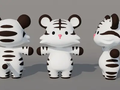 Rigged Cartoon Tiger Low-poly 3D model