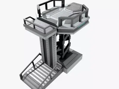 Low-poly Sci-fi Spaceship Base Low-poly 3D model