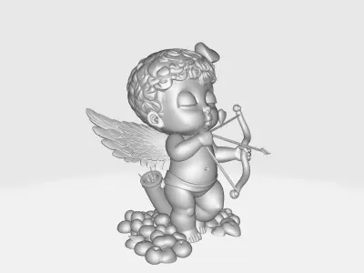 Cupid Statue Valentine Decor Love Angel Figurine with Bow  3D print model