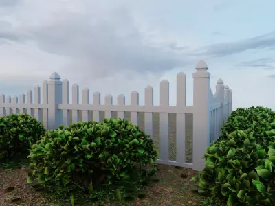 White vinyl fence Free low-poly 3D model