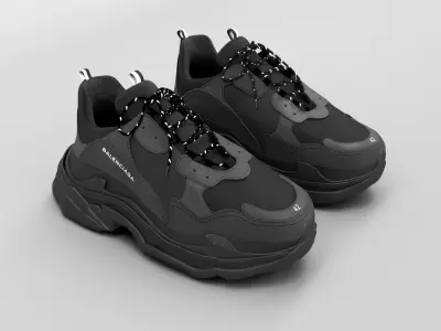 balenciaga triple s black 3D model