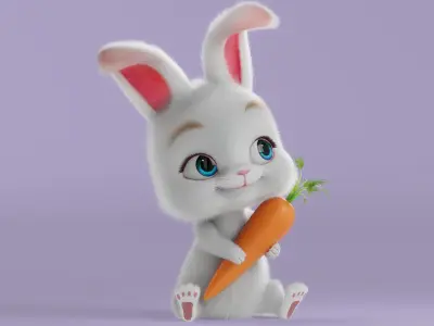Cartoon Rabbit Rigged 3D model
