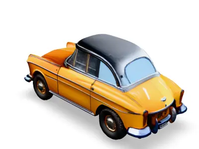 Classic Orange Vintage Car 3D Model Low-poly 3D model