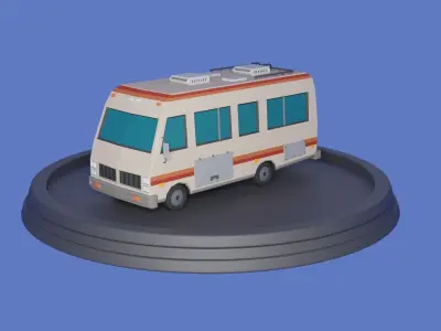 Stylized low-poly Camper Van Low-poly 3D model