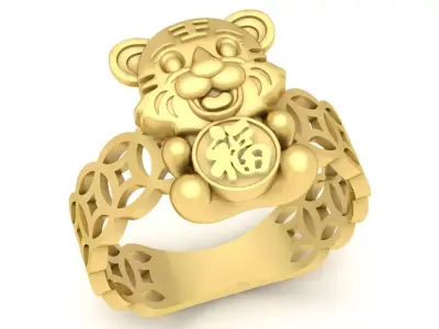 Luxury Lucky Bear Feng Shui Ring 3D Jewelry Model  3589 3D print model