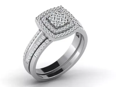Light Weight White Gold Diamond Ring DR-6728 3D print model