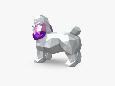 mini poodle low poly 3D print model