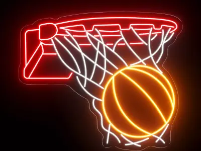 Basketball Neon Sign 3D model
