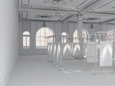 Game ready Exhibition room Low-poly 3D model