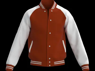 Male raglan varsity jacket 3D model