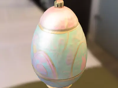 Decorative Fantasy Egg with Bunny Ornament Low-poly 3D model