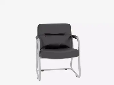 Luxury Ergonomic Bank Lobby Chair 3D Black Leather and Chrome 3D model