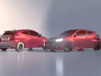 Toyota GR Yaris GR Four with HSR Wheels  3D model