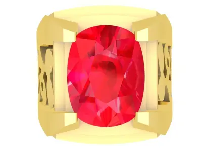 Luxury Oval Gemstone Men Ring 3D Model  3370 3D print model