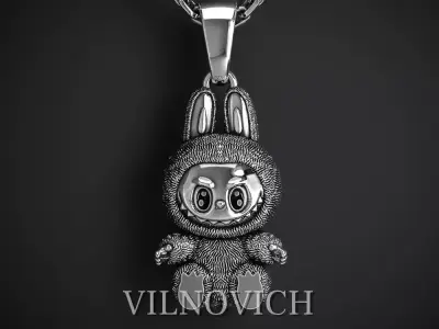 LABUBU PENDANT HOLLOW AND MONOLITHIC 3D print model