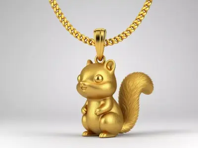 squirrel pendant charms - one inch pendant 3D print model