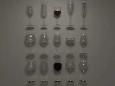 Wine glasses - 15 common types  Free low-poly 3D model