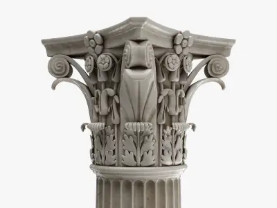 Roman Column High and LowPoly Version Low-poly 3D model