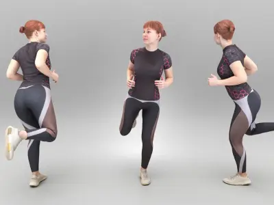 Pretty woman in sportswear running 449 Low-poly 3D model