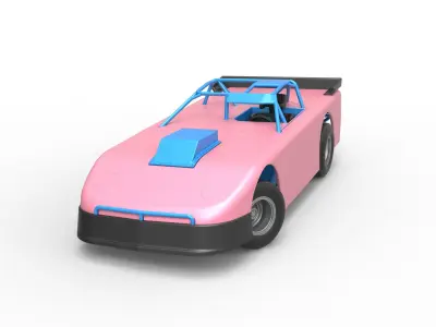 New Zealand Super Saloon race car while turning V2 Scale 1 to 25 3D print model