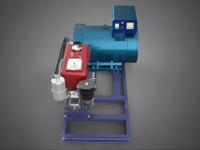 ENGINE DIESEL POWER GENERATOR SET GENSET ALTERNATOR DYNAMO MOTOR 3D model