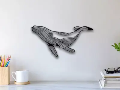 Whale Wall Art 3D print model