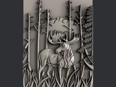 3d STL models for CNC router Moose 3D model