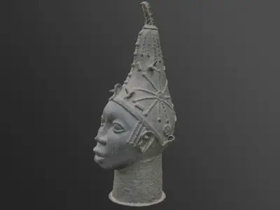 Berber Statue Head Metal Moroccan Low-poly 3D model