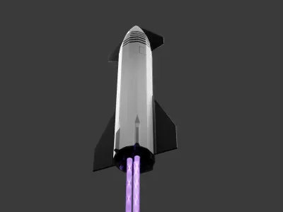 Starship - Lowpoly rocket Low-poly 3D model