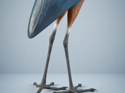 Handpainted Heron Sculpture Low-poly 3D model