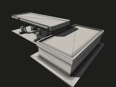 Gas Station Low-poly 3D model