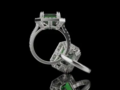 Woman Emerald Ring 0047 3D print model