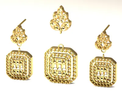 Set S 14 pendant and earring 3D print model