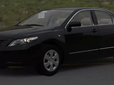 Toyota Camry 2007-2009 with engine VVT-I Low-poly 3D model