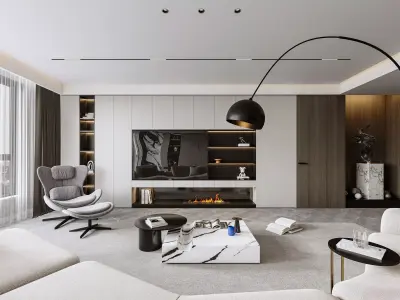 Modern living room dining room interior scenes 276 3D model
