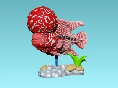 FLOWER HORN FISH - FLOWERHORN CICHLID 3D print model