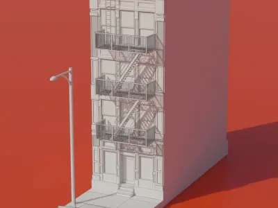 High Poly House building with car parked Free low-poly 3D model