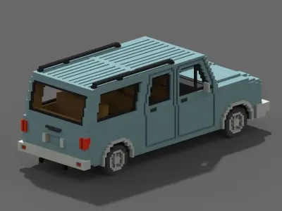Voxel SUV Car Low-poly 3D model