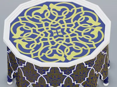 Vintage Moroccan large table 03 3D model