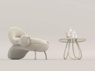 Modern Coffee Table and Armchair Set 59 3D model