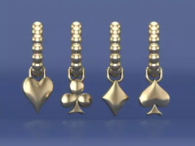 A Set Of Iconic Pokers Dot Hoop Earrings 3D CAD Design 3D print model