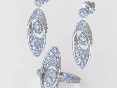 Ring and Earring  Set 3D printable model 0083 3D Model Pack