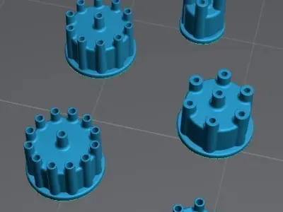 Scale auto distributor caps 3 to 12 cylinders  3D print model
