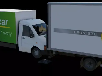 Accident 2 trucks  Low-poly 3D model