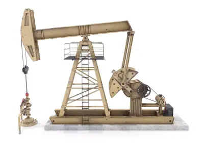 Oil Pumpjack Animated 3 Low-poly 3D model